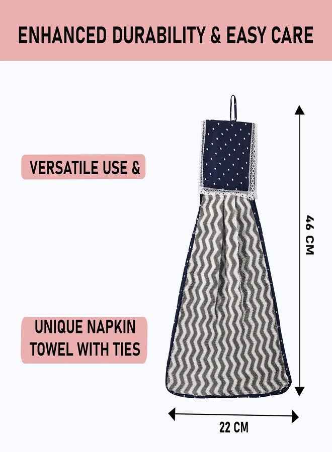 Kuber Industries 3 Pcs Microfiber Wash Basin Hand Towel with Hanging Loop | Soft Hanging Hand Towel for Kitchen and Bathroom | Wash Basin Napkins for Everyday Use | Zig Zag - Pink, Grey & Blue - Image 3