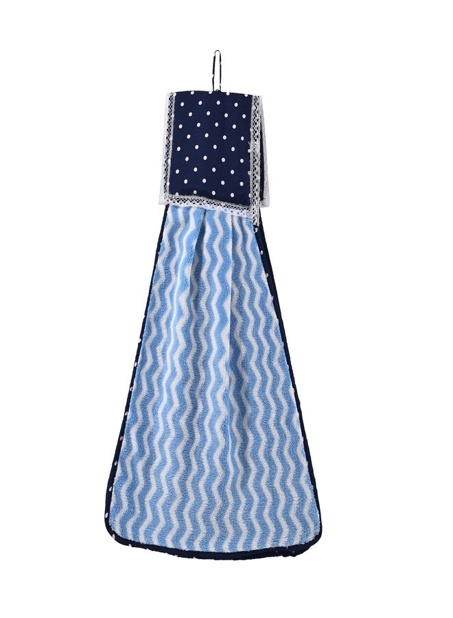 Kuber Industries 3 Pcs Microfiber Wash Basin Hand Towel with Hanging Loop | Soft Hanging Hand Towel for Kitchen and Bathroom | Wash Basin Napkins for Everyday Use | Zig Zag - Pink, Grey & Blue - Image 2