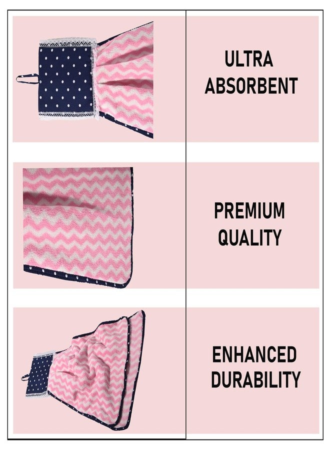 Kuber Industries 3 Pcs Microfiber Wash Basin Hand Towel with Hanging Loop | Soft Hanging Hand Towel for Kitchen and Bathroom | Wash Basin Napkins for Everyday Use | Zig Zag - Pink, Grey & Blue - Image 4