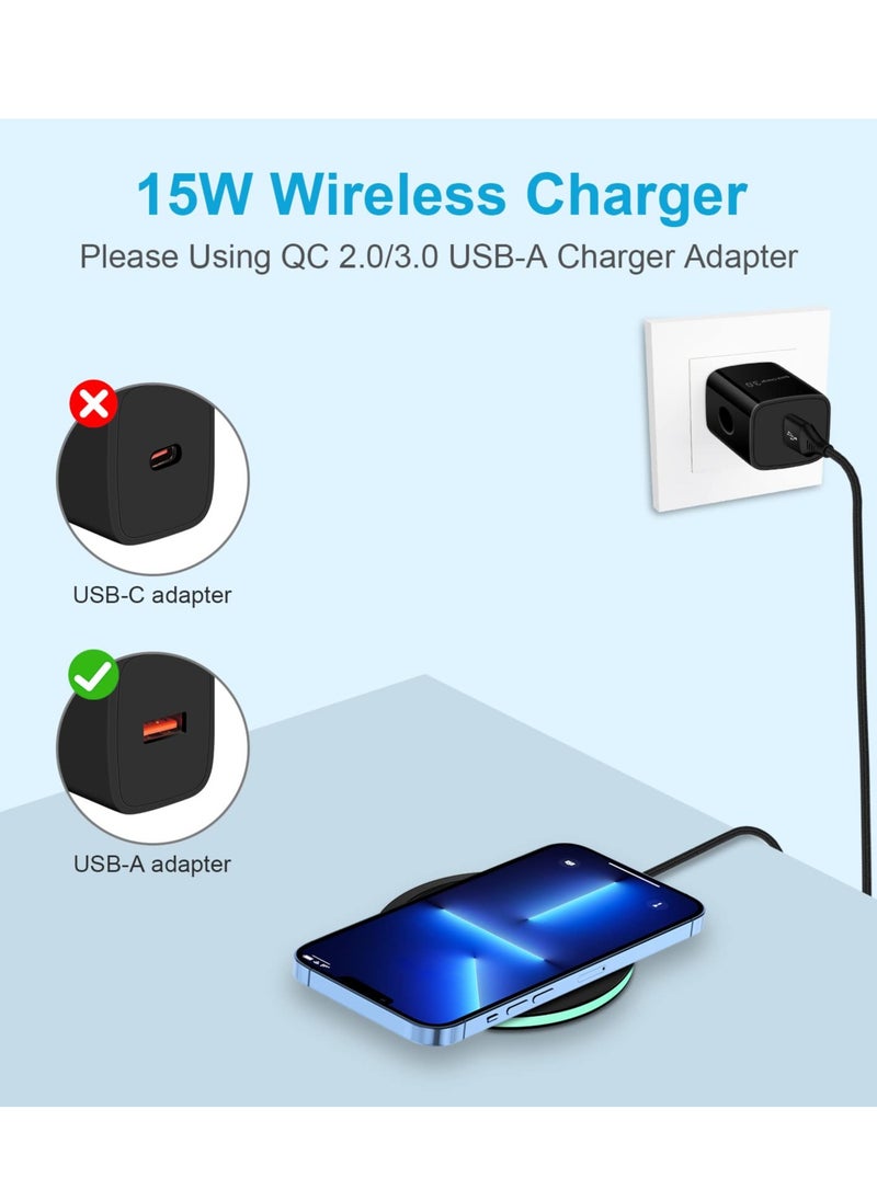 Wireless Charger 15W Compatible iPhone Charger Wireless for Galaxy S23 S22 S21 S20 A14 A13 A03S A53 A12 A11 A04S A22 S10 S9