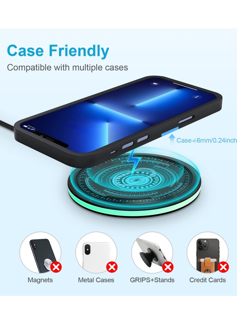 Wireless Charger 15W Compatible iPhone Charger Wireless for Galaxy S23 S22 S21 S20 A14 A13 A03S A53 A12 A11 A04S A22 S10 S9