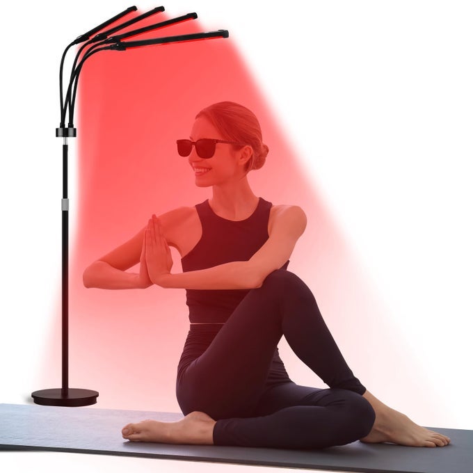 FLOOR RED LIGHT LAMP, 660&850&940 INFRARED LAMP 180 LEDS, NEAR INFRARED LIGHT WITH 10/20/30 MINS TIMER & 5 ADJUSTABLE BRIGHTNESS LEVELS FOR HOME & OFFICE USE