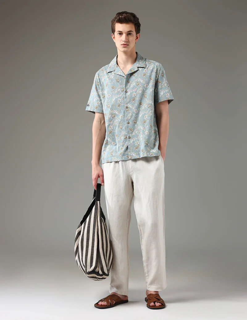 Arrow Grey Floral Pattern Pure Cotton Shirt for Men | Best Price UAE