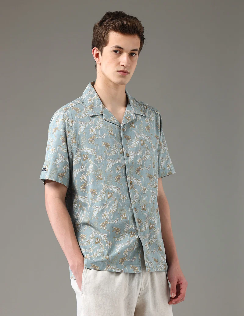 Arrow Grey Floral Pattern Pure Cotton Shirt for Men | Best Price UAE