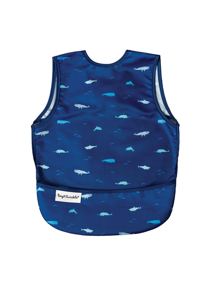 Tiny Twinkle Tiny Twinkle Mess Proof Baby Bib - Waterproof Baby Apron - Machine Washable - PVC, BPA, & Phthalate Free - Great Travel Bib for Baby Eating - Baby Food Bibs (Ocean Life, Small 6-24 Months)  - Image 1