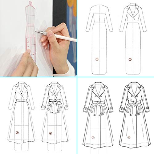 EXTCCT 4 Models Fashion Illustration Rulers, Fashion Sketching Templates Ruler, Fashion Sketching Ruler Sewing Humanoid Patterns Design, Clothing Measuring French Curve Rulers A4 Pattern Paper Draft Drawings - Image 3
