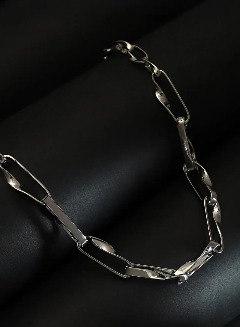 SOHI SOHI Women The Chunky Twirl-Link Chain Necklace | Metallic  Colour | One-Size | Metallic Alloy Material | Lobster Clasp Closure | Necklace For Casual & Evening Wear