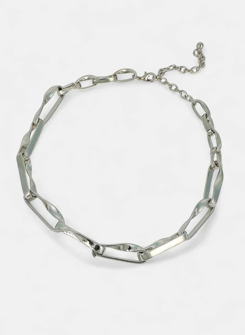 SOHI SOHI Women The Chunky Twirl-Link Chain Necklace | Metallic  Colour | One-Size | Metallic Alloy Material | Lobster Clasp Closure | Necklace For Casual & Evening Wear