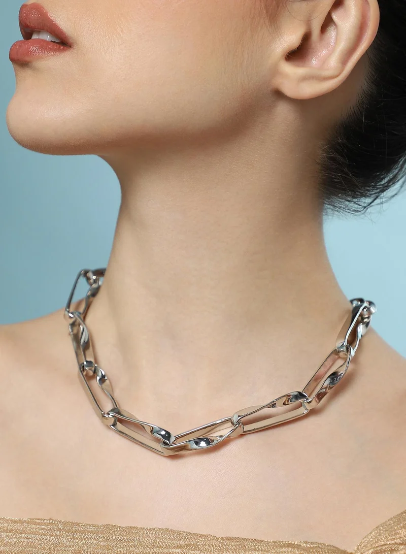 SOHI SOHI Women The Chunky Twirl-Link Chain Necklace | Metallic  Colour | One-Size | Metallic Alloy Material | Lobster Clasp Closure | Necklace For Casual & Evening Wear