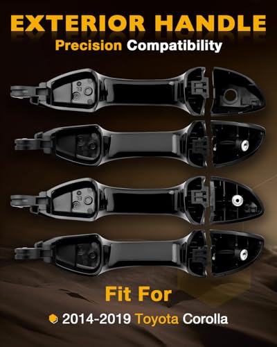 Gledewen Exterior Door Handles Compatible with 20142019 Toyota Corolla Front Rear Left Driver Right Passenger Side 4pcs Outer Door Pull Set OE6921102230C0 6921202080C0 6921802070C0 Glossy Black - Image 3