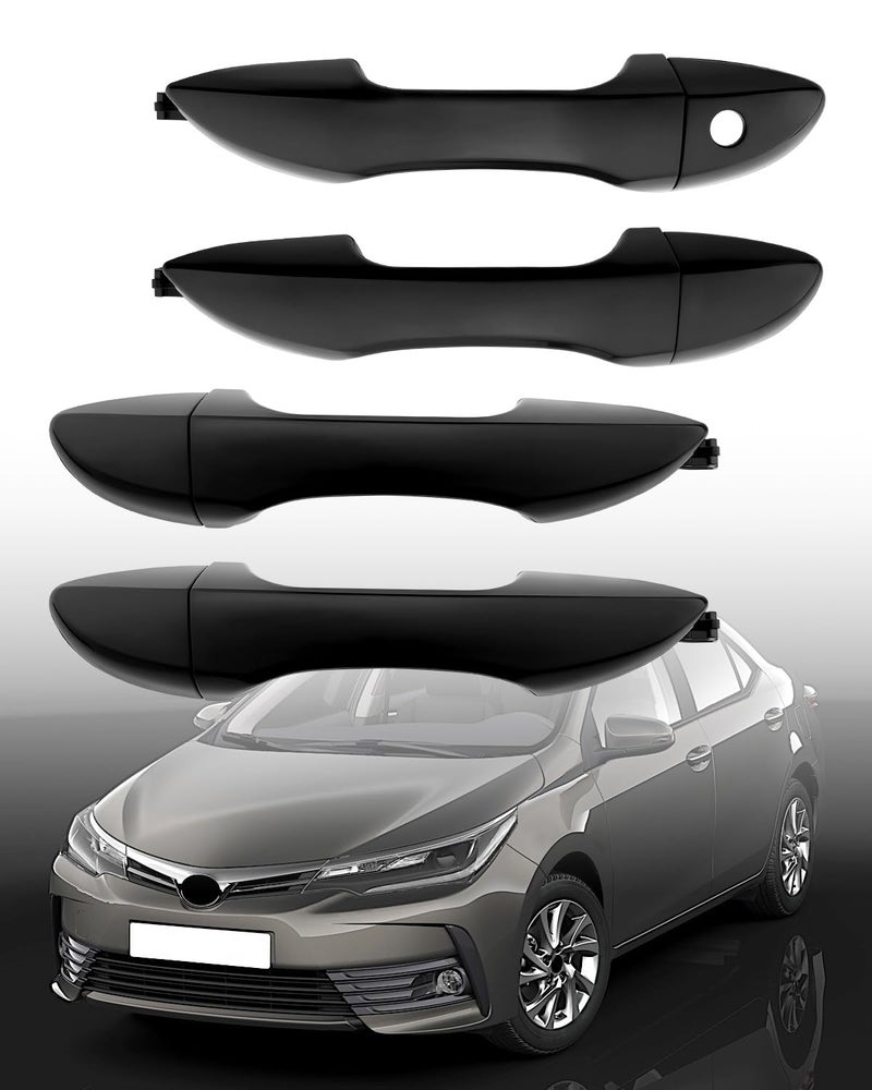 Gledewen Exterior Door Handles Compatible with 20142019 Toyota Corolla Front Rear Left Driver Right Passenger Side 4pcs Outer Door Pull Set OE6921102230C0 6921202080C0 6921802070C0 Glossy Black - Image 2