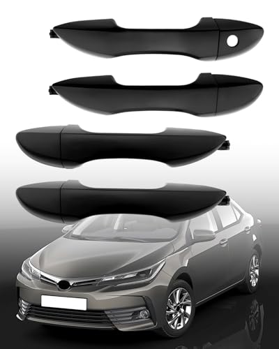Gledewen Exterior Door Handles Compatible with 20142019 Toyota Corolla Front Rear Left Driver Right Passenger Side 4pcs Outer Door Pull Set OE6921102230C0 6921202080C0 6921802070C0 Glossy Black - Image 1