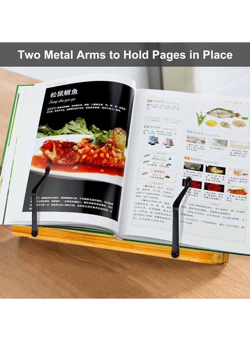 general Large Bamboo Bookshelf and Cooking Bookshelf for Hands-Free Reading, Multi-Functional Reading Shelf - Image 3