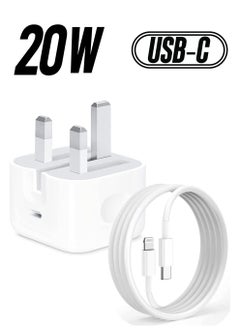 MMG iPhone 20W Fast Charger | USB C Wall Fast Charger with USB C to Lightning Cable Compatible with iPhone 14/14 Pro/14 Pro Max/13/12/SE2020/11/XR/XS Max/X/iPad  - Image 1