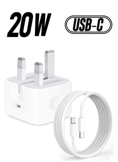 iPhone 20W Fast Charger | USB C Wall Fast Charger with USB C to Lightning Cable Compatible with iPhone 14/14 Pro/14 Pro Max/13/12/SE2020/11/XR/XS Max/X/iPad