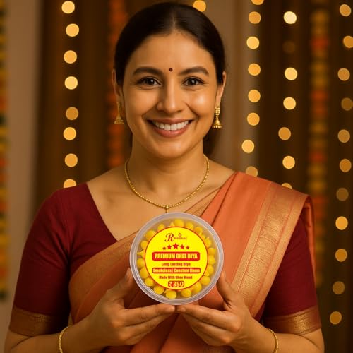 R Wellness ® Diya for Pooja Small Ghee Diya for Puja, 100 Pcs, Ghee Batti for Pooja, Festivals, Havans & Religious Rituals | Readymade Jyot batti | Easy to use Yellow - Image 2