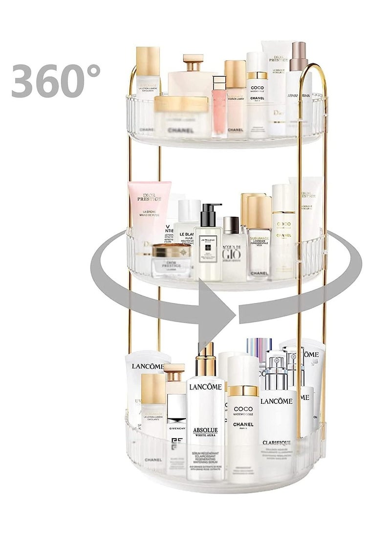 Sharpdo Rotating Makeup Organizer for Vanity 3 Tier, High-Capacity Skincare Clear Make Up Storage Perfume Organizers Cosmetic Dresser Organizer Countertop 360 Spinning - Image 2