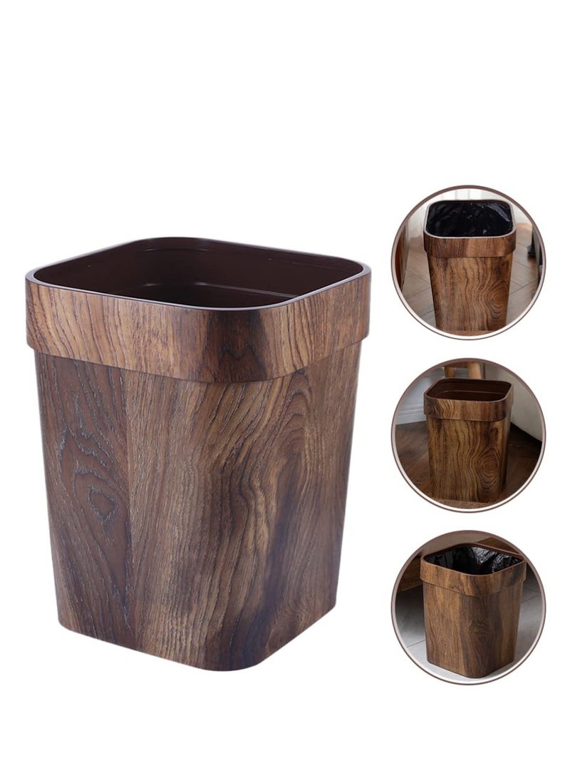 Plastic Wastebasket Wood shape Garbage Bin Container for Home and Office - Image 2