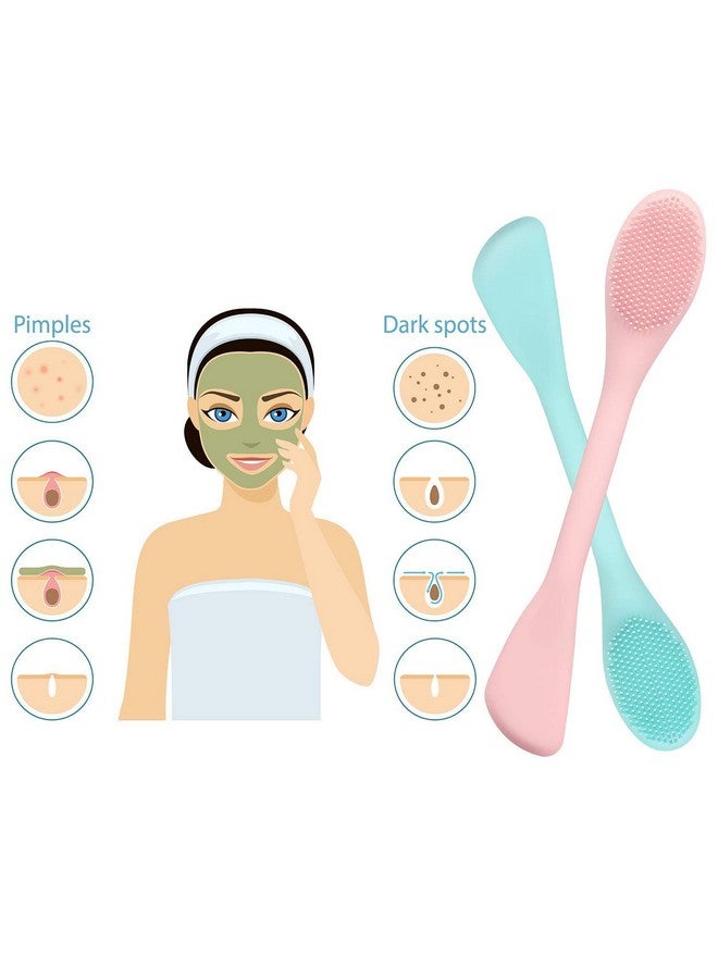 Cosluxe Silicone Face Mask Brush Double-head, Soft Face Mask & Facial Cleansing Brush,Facials, Mud, Clay Mask's,DIY,Modeling Mask's,Body Lotion,and BB CC Cream,Pore Cleaner pack of 2 - Image 2