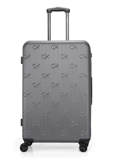 كالفن كلاين حقيبة سفر Insignia 2.0 Hardside Spinner ذات العجلات، خفيفة الوزن للغاية من مادة ABS، 4 عجلات مزدوجة، لون رمادي فحمي