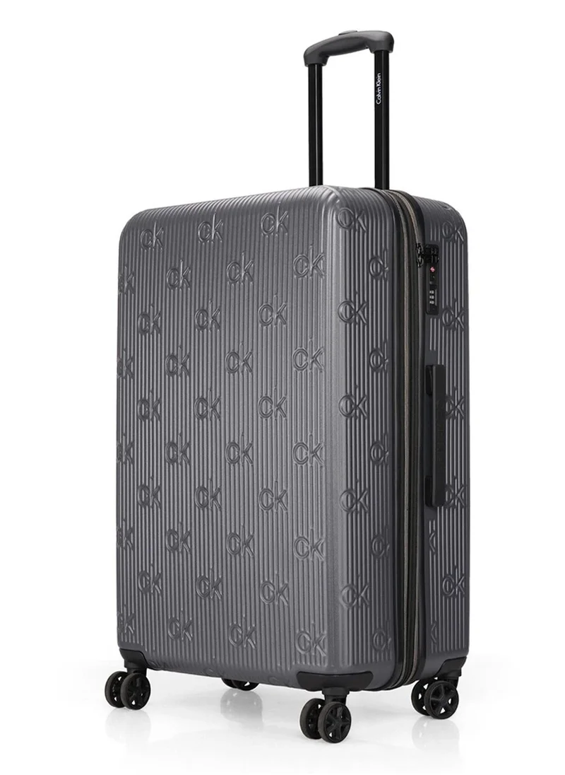 كالفن كلاين حقيبة سفر Insignia 2.0 Hardside Spinner ذات العجلات، خفيفة الوزن للغاية من مادة ABS، 4 عجلات مزدوجة، لون رمادي فحمي