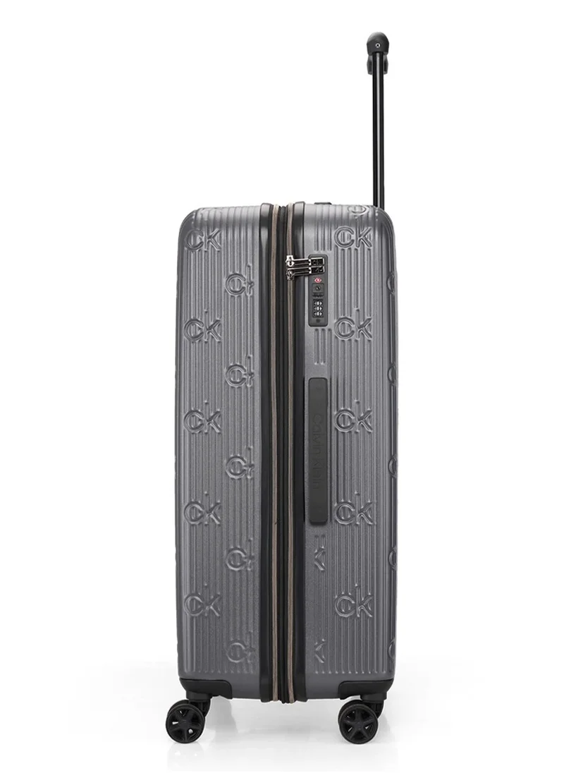 كالفن كلاين حقيبة سفر Insignia 2.0 Hardside Spinner ذات العجلات، خفيفة الوزن للغاية من مادة ABS، 4 عجلات مزدوجة، لون رمادي فحمي