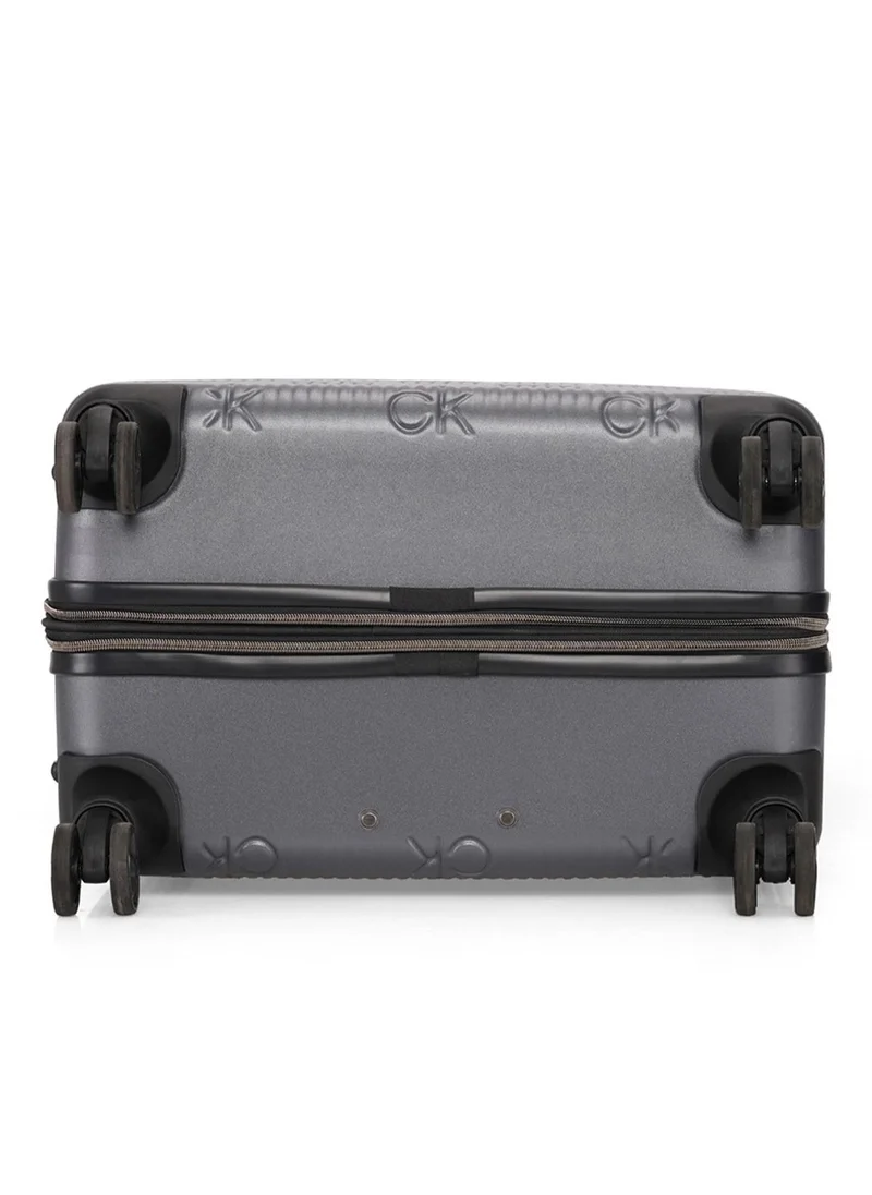 كالفن كلاين حقيبة سفر Insignia 2.0 Hardside Spinner ذات العجلات، خفيفة الوزن للغاية من مادة ABS، 4 عجلات مزدوجة، لون رمادي فحمي