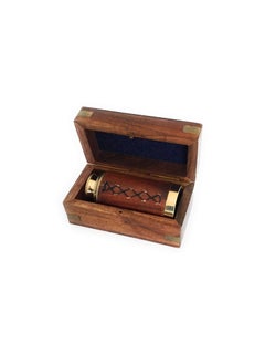 Shoptreed Shoptreed 6 Handheld Vintage Brown Leather Brass Telescope with Wood Box Pirate Navigation Collectible  - Image 4
