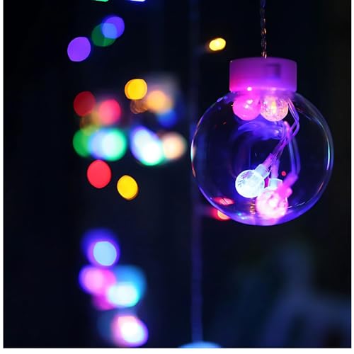 One94Store 12 Wish Ball Curtain LED String Lights, 3 Meter Multicolor Decorative Curtain with 108 LEDs and 8 Flashing Modes for Window, Diwali & Festival Home Decoration - Image 2