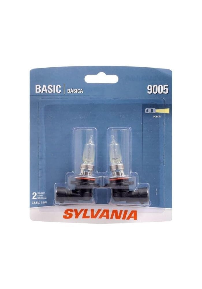SYLVANIA 9005 Basic Halogen Headlight Bulb, 2 Pack