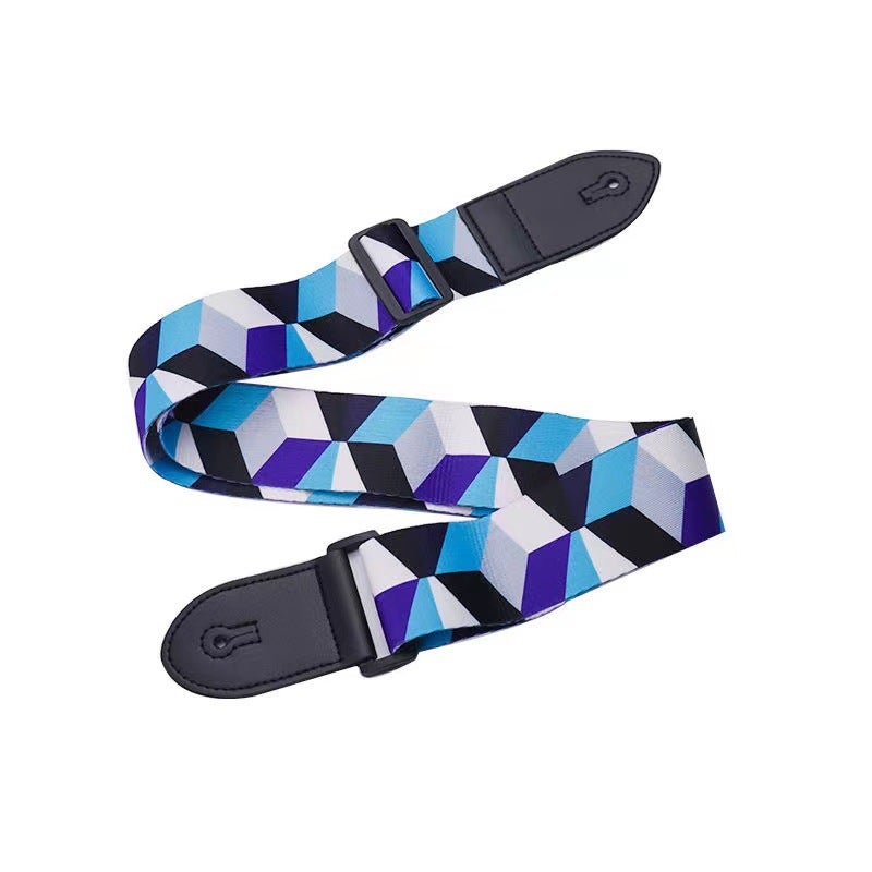 Generic Personalized Guitar Straps for Electric Acoustic Blue Chequered Strap 