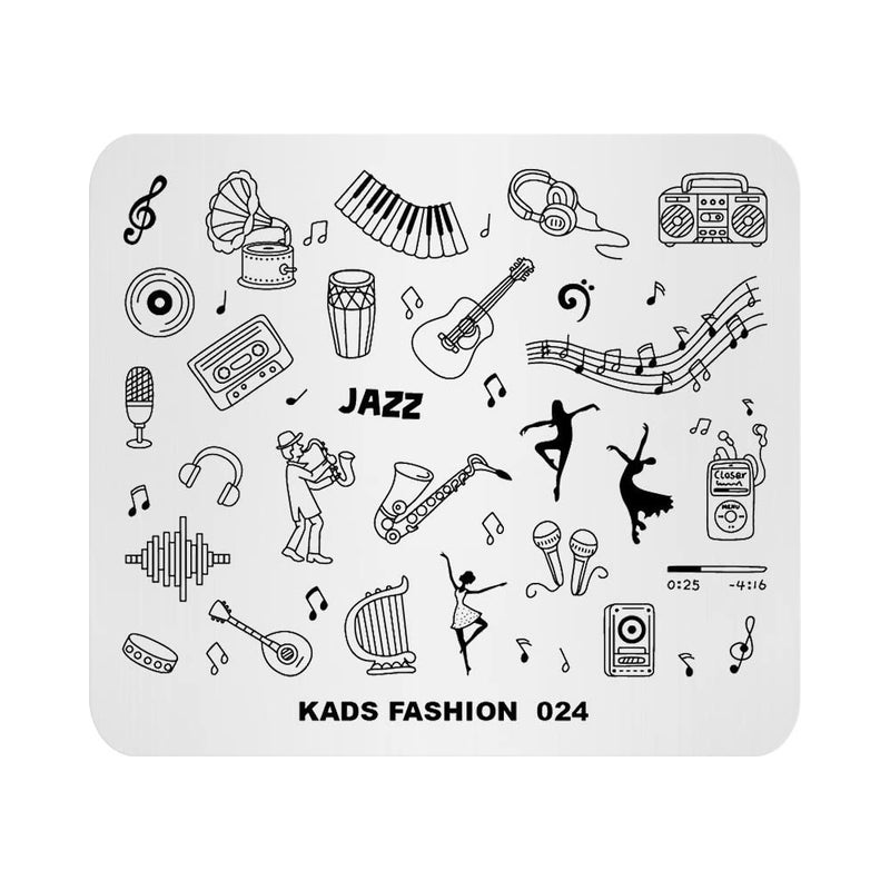 KADS Nail Art Image Stamping Plates Guitar Pattern Music Fashion Image Plates DIY Manicure TemplateFA024