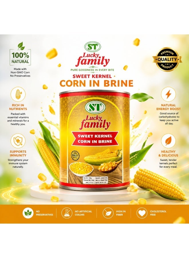 LUCKY FAMILY Sweet Kernel Corn in Brine 425g - Image 3