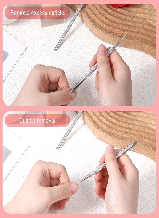 YQQYG 2 PCS Nail Cuticle Pusher Pen, Metal Double Ended Tools for Nails, Stainless Steel Cuticle Pusher Nail Dotting Pen, Professional Cuticles Remover Tool for Manicure Pedicure Nails Art Care Tools - Image 3