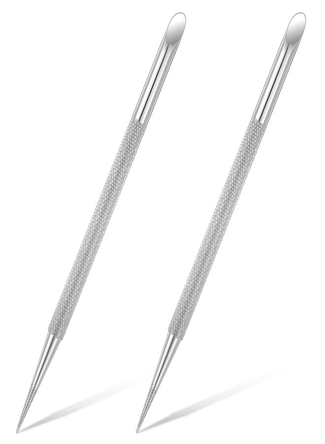 YQQYG 2 PCS Nail Cuticle Pusher Pen, Metal Double Ended Tools for Nails, Stainless Steel Cuticle Pusher Nail Dotting Pen, Professional Cuticles Remover Tool for Manicure Pedicure Nails Art Care Tools - Image 1