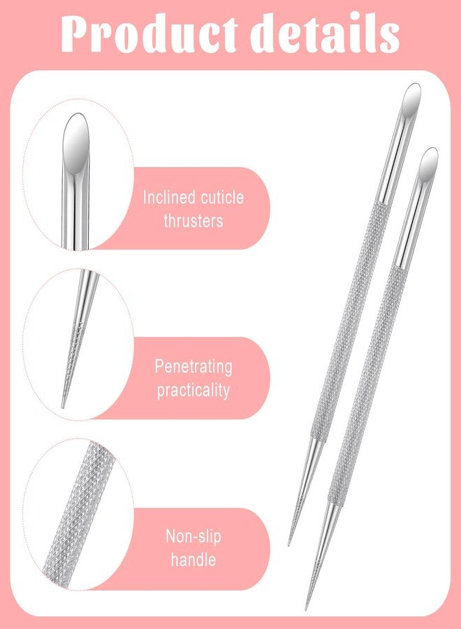 YQQYG 2 PCS Nail Cuticle Pusher Pen, Metal Double Ended Tools for Nails, Stainless Steel Cuticle Pusher Nail Dotting Pen, Professional Cuticles Remover Tool for Manicure Pedicure Nails Art Care Tools - Image 2