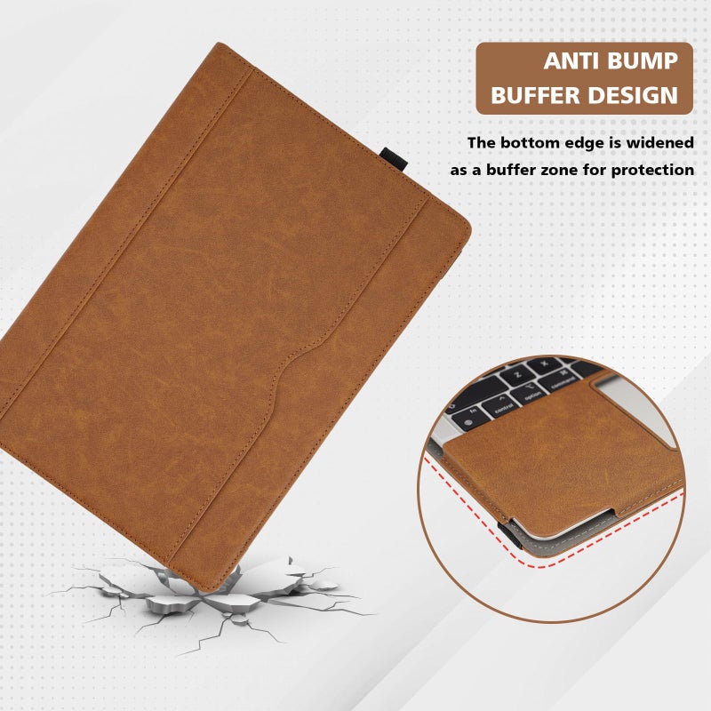 TT TYTX TYTX Compatible with MacBook Air 13 Inch Leather Case, for Model A2337 M1 A2179 A1932 2018-2021 Retina Display Touch ID, PU Leather Laptop Case with Pocket for Papers and Pen Holder, Brown - Image 4