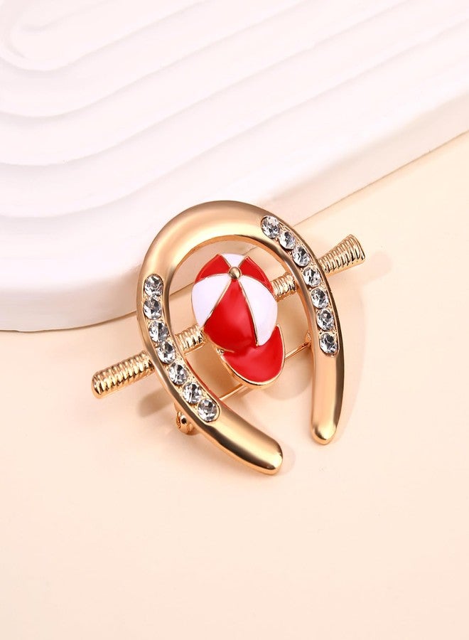 ARATLENCH Derby Brooch Pins for Women Fun Enamel Rhinestone Rose Horseshoe DERBY Horse Metal Lapel Pin Western Horse Racing Brooch Jewelry Accessories Gift for Derby Fans (derby brooch C, 1) - Image 4