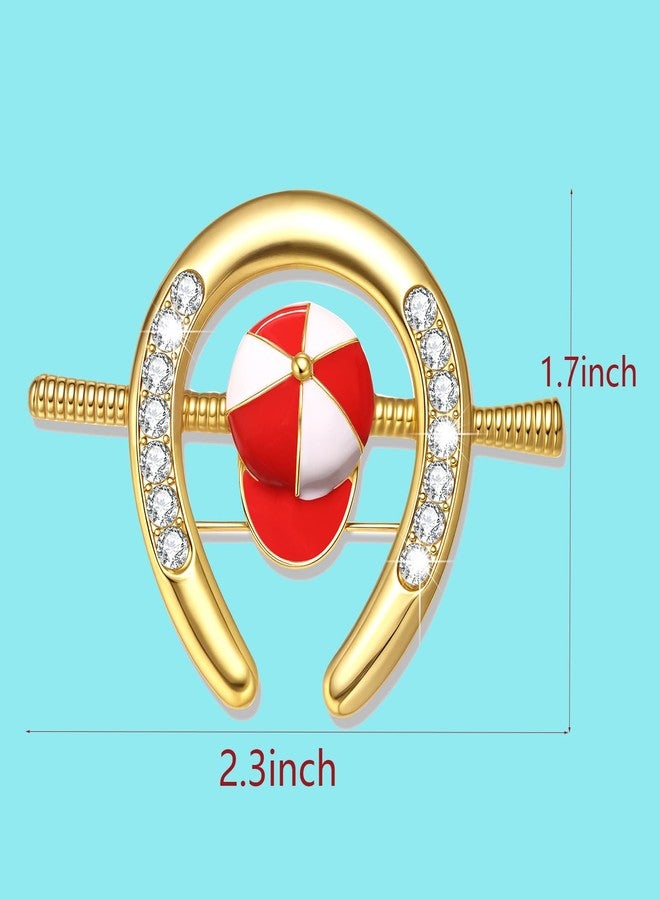 ARATLENCH Derby Brooch Pins for Women Fun Enamel Rhinestone Rose Horseshoe DERBY Horse Metal Lapel Pin Western Horse Racing Brooch Jewelry Accessories Gift for Derby Fans (derby brooch C, 1) - Image 5