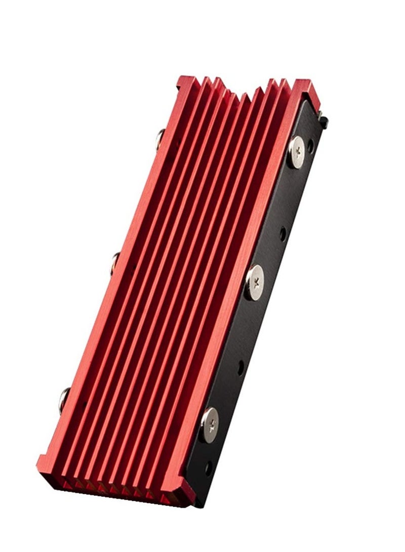 M.2 Heatsink NVME 2280 SSD Heat Sink Support Single Double Sided M2 SSD Cooling with Thermal Silicone Pads Cooler for Computer PC PS5 PCIE NVME or NGFF SATA M.2 SSD Installation, Red - Image 1