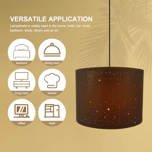 PRETYZOOM Black Star Lamp Shade Medium Drum Lampshades for Table Lamp Floor Lamp Cloth Lampshade Cover Replacements Spider Need to Assemble 13x13x10 - Image 3