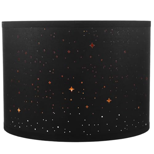 PRETYZOOM Black Star Lamp Shade Medium Drum Lampshades for Table Lamp Floor Lamp Cloth Lampshade Cover Replacements Spider Need to Assemble 13x13x10 - Image 1