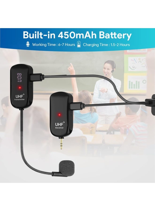 يو اتش اف نظام ميكروفون لاسلكي 1Mii UHF، سماعة رأس ويدوي 2 في 1، مدى 165 قدم، عمر بطارية 6 ساعات - Image 4