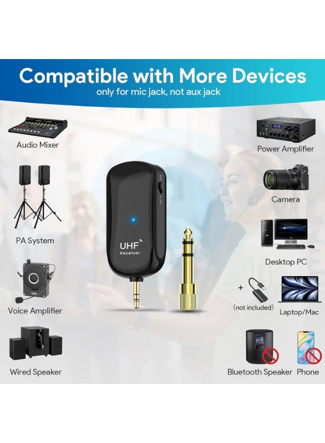 يو اتش اف نظام ميكروفون لاسلكي 1Mii UHF، سماعة رأس ويدوي 2 في 1، مدى 165 قدم، عمر بطارية 6 ساعات - Image 3