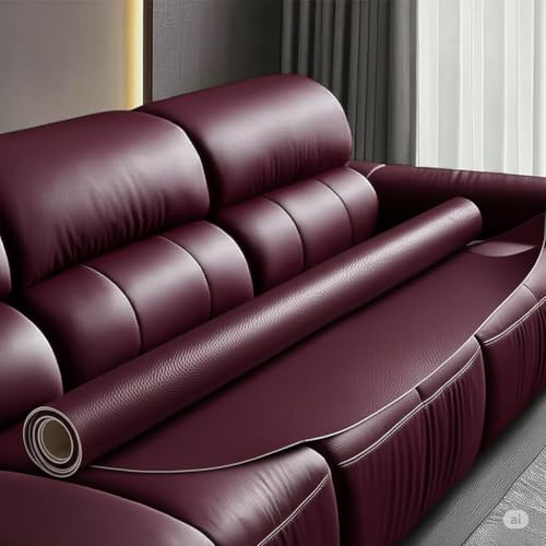 Happymates Large Self-Adhesive Faux Leather Repair Patch Suitable for Sofa-Office Chair-Motorcycle Seat-Car-Chair-Furniture Repair - Quick Fix Leather Repair Patch (Dark Maroon Leather 12x20) - Image 1