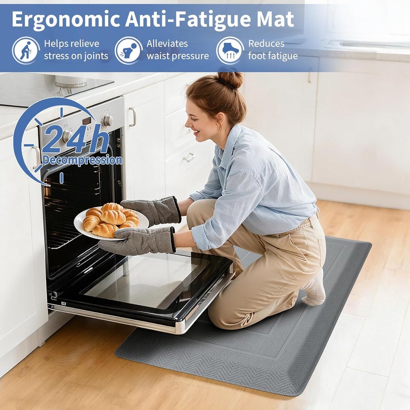 UKISS 9/10"" Extra Thick Cushioned Anti Fatigue Kitchen Mat, Waterproof High Density Foam Standing Desk Mat, Non-Slip Ergonomic Comfort Mat for Kitchen, Office,Workstation (Grey, 20" X 32") - Image 4