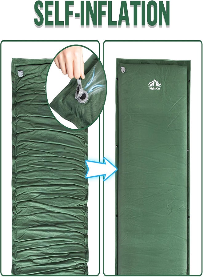 Night Cat Self-Inflating Camping Sleeping Pad – Memory Foam Mattress for Hiking & Outdoor Camping, Single Portable Sleeping Mat, Green - Image 3