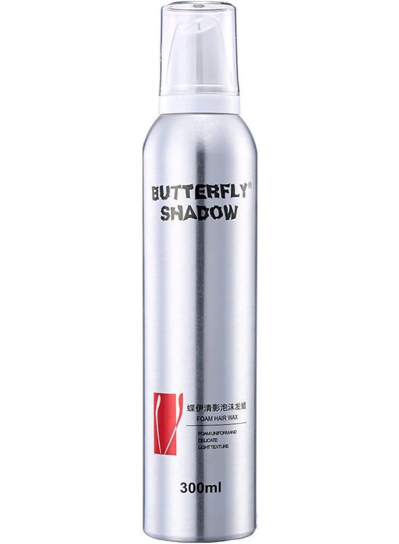Butterfly Shadow Hair mousse 300 ml Foam Hair Wax Spray - Light Texture, Super Hold & Easy Styling, Curly Hair Wool Curly Salon Dedicated Modeling Hair Mousse (Silver Men)