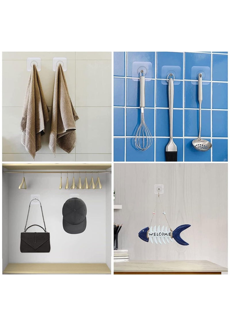 SYOSI Adhesive Wall Hooks 50pcs Heavy Duty Wall Hooks Self Adhesive Hook Strong Nail Transparent Screw Holder Self-Sticking Wall Hooks for Bathroom Kitchen Wall Hanging Ceiling Screw Net Length 16mm  - Image 4