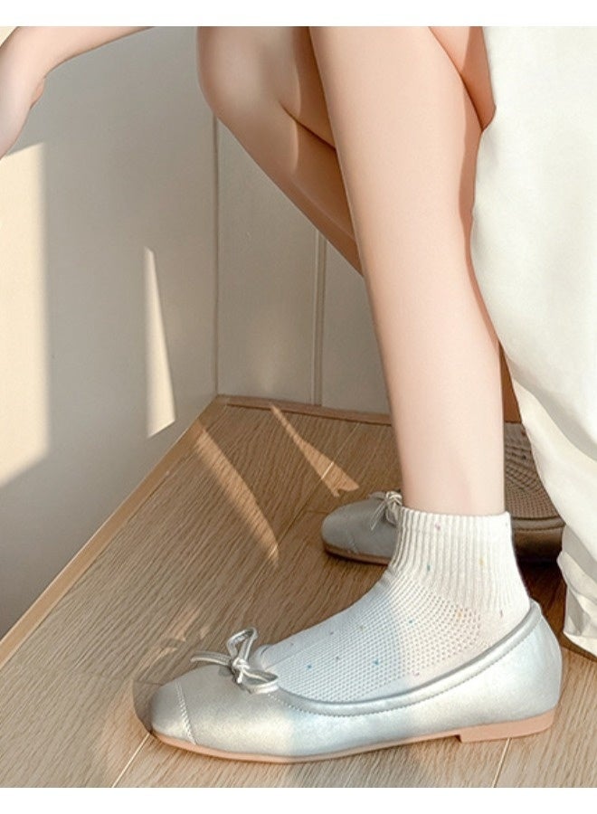 شيبشيب خمس أزواج من جوارب الكاحل النسائية اللطيفة المصنوعة من القطن، جوارب قصيرة ملونة بنقوش نقاط البولكا مع شبكة تهوية قابلة للتنفس - Image 5